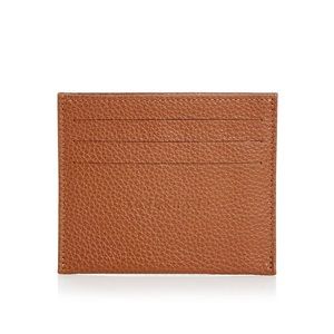 Longchamp Le Foulonné Leather Card Case in Caramel
